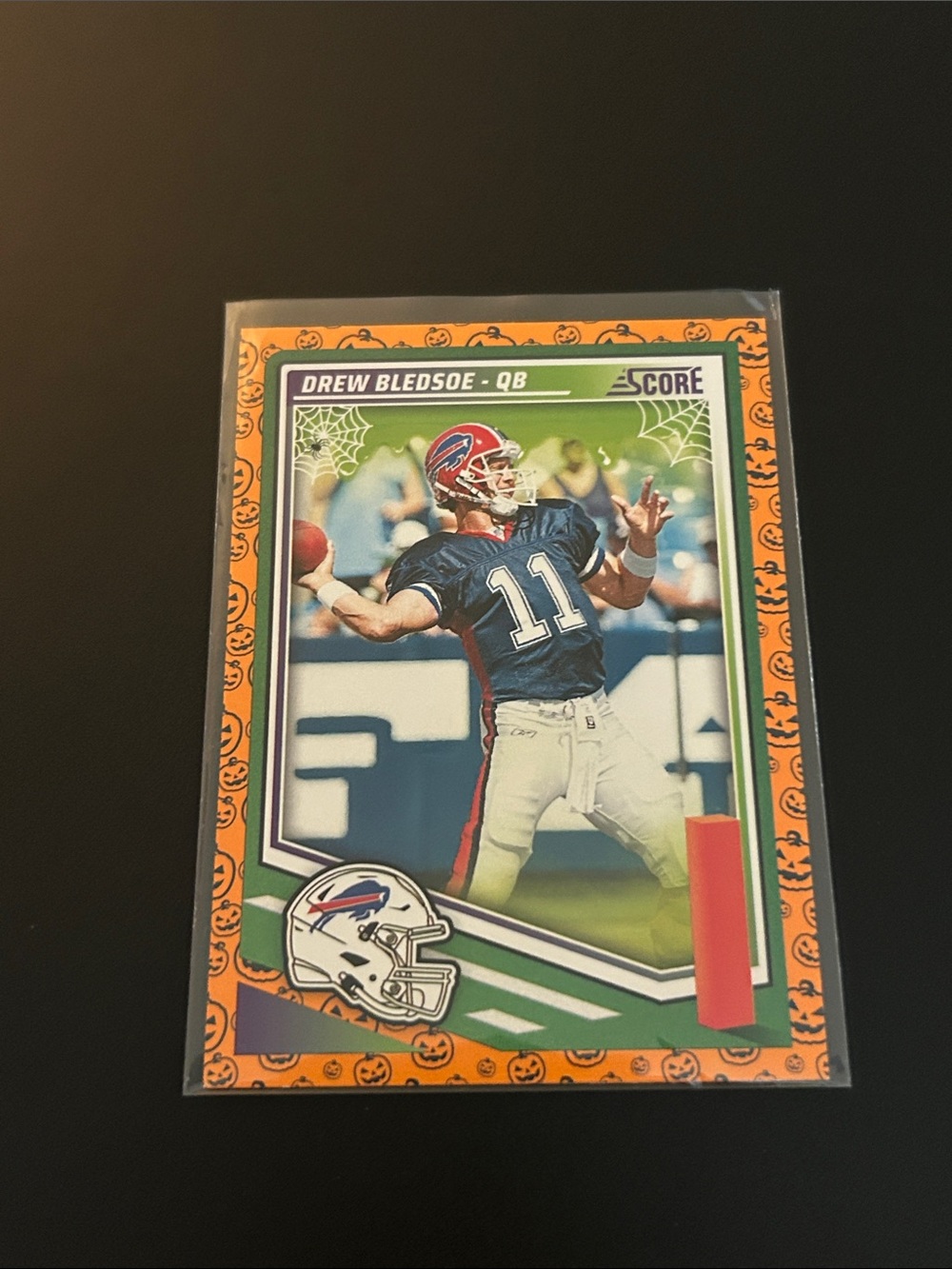 Drew Bledsoe Buffalo Bills Halloween Orange Football Trading Card